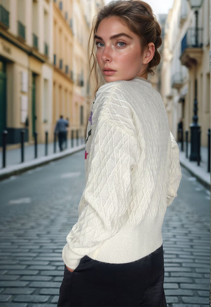 Casaco flores bordado